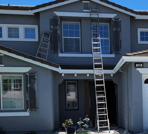 our team is finishing this exterior house painting